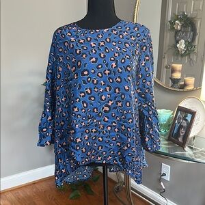 Blue Leopard Print Women's Top